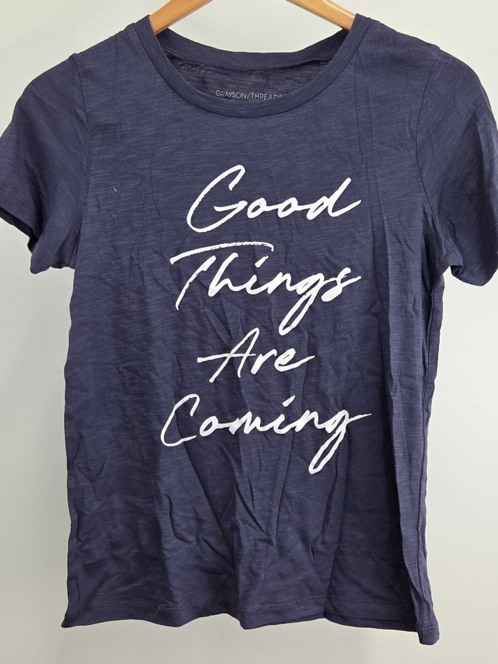 Grayson Threads Graphic T-Shirt Women’s Small Blue Cotton Blend Casual Tee